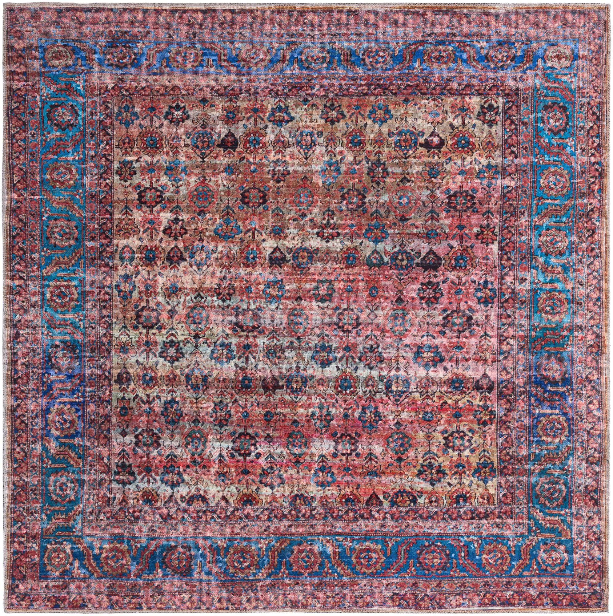 7' 10 x 7' 10 Croft · Persian Washable Rug, antique pink and blue