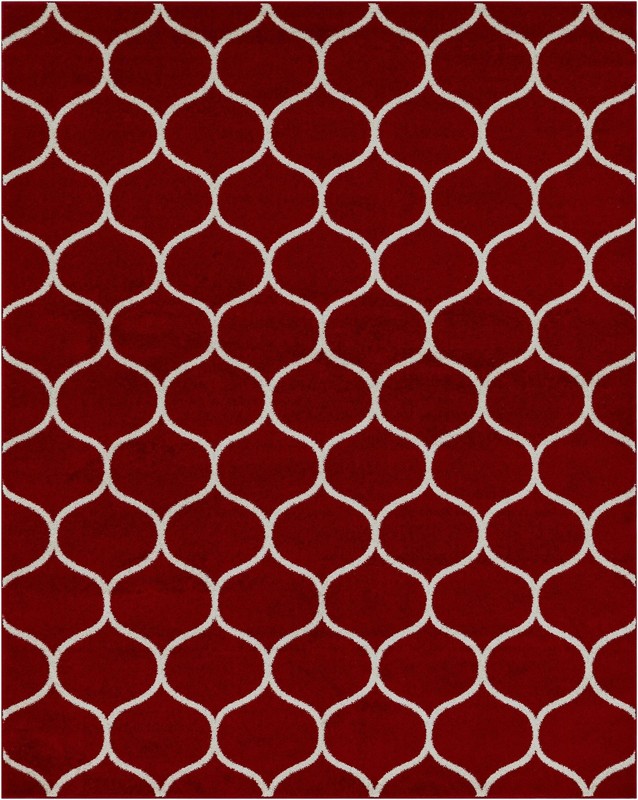 7' 10 x 10' Ingram · Lattice rug, red and ivory