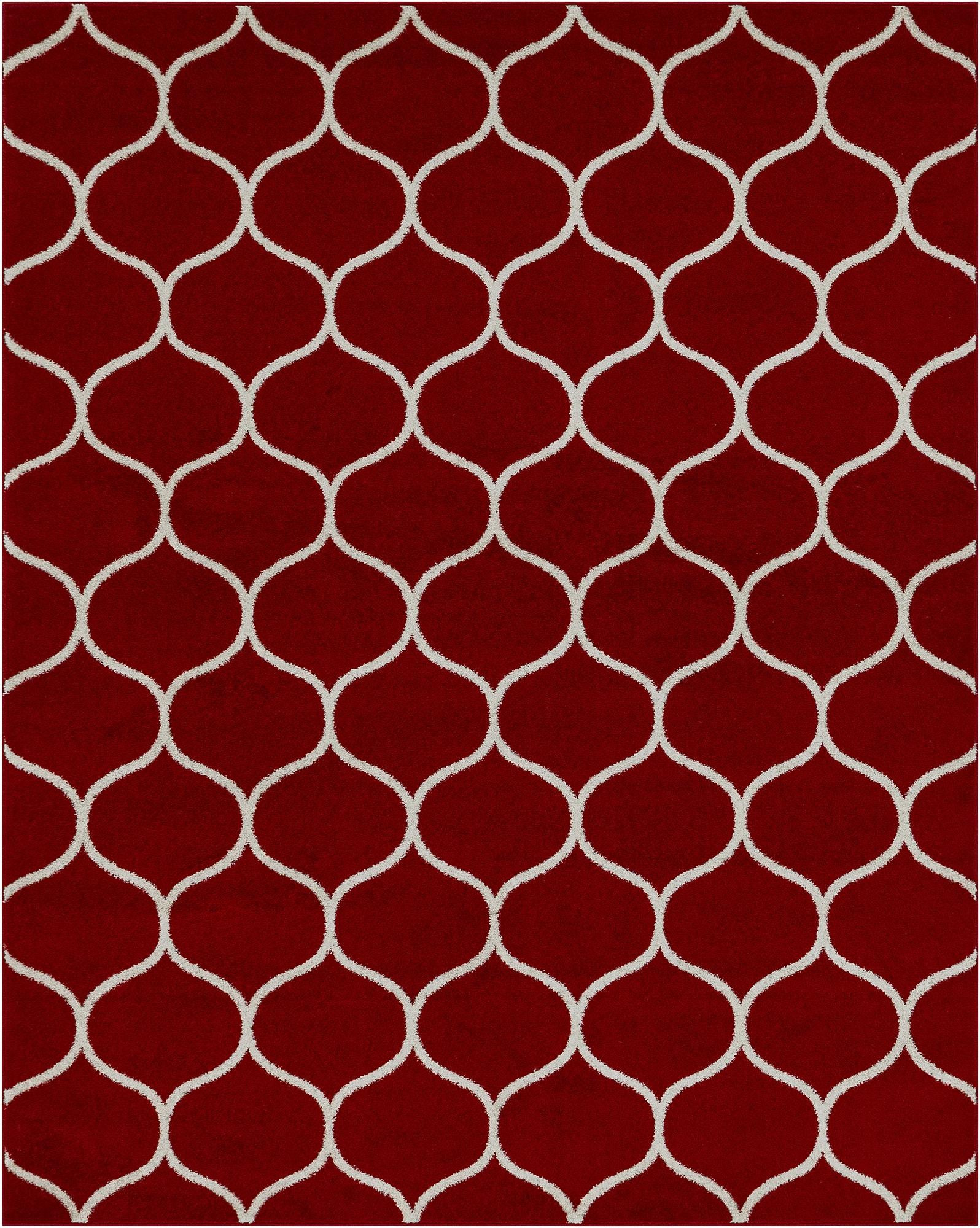 7' 10 x 10' Ingram · Lattice rug, red and ivory