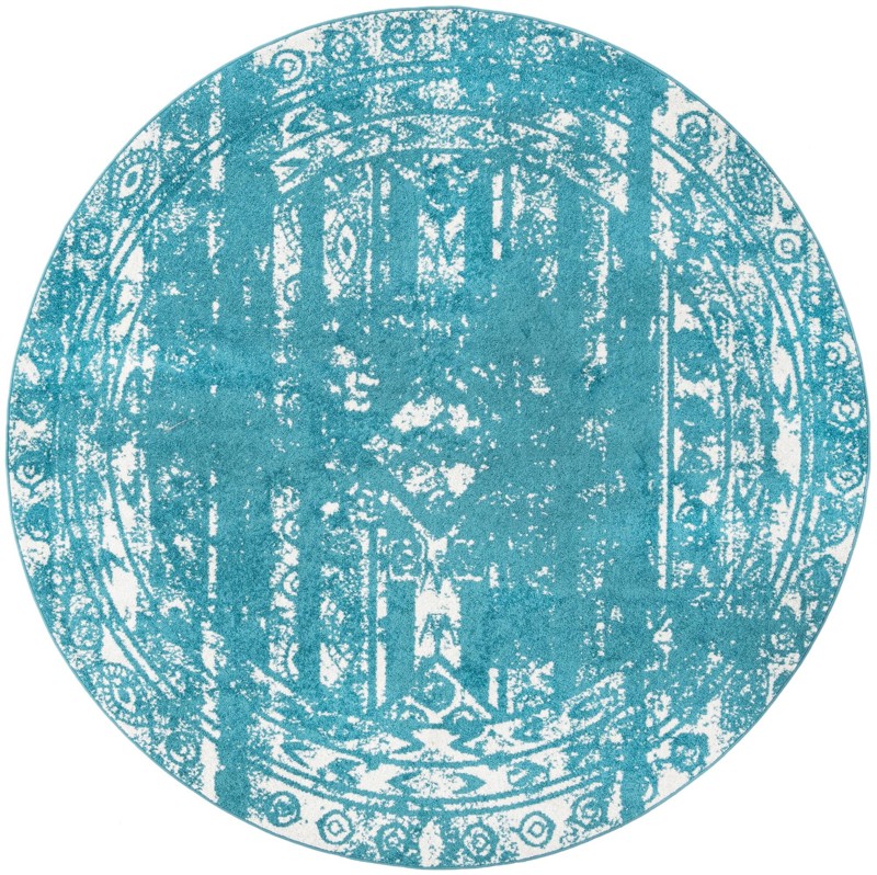 7' 10 x 7' 10 Underhill · Border rug, turquoise