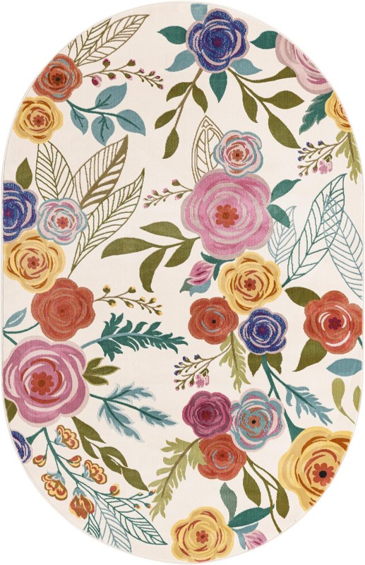 Burbank · Floral / botanical rug, ivory