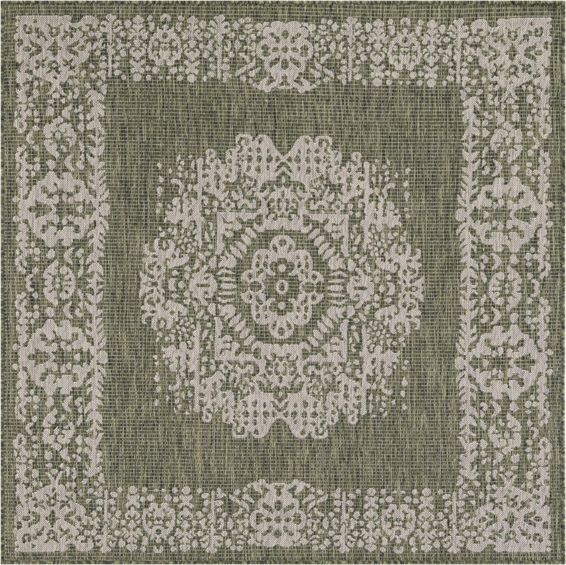 5' 3 x 5' 3 Hayden · Border Outdoor Rug, green