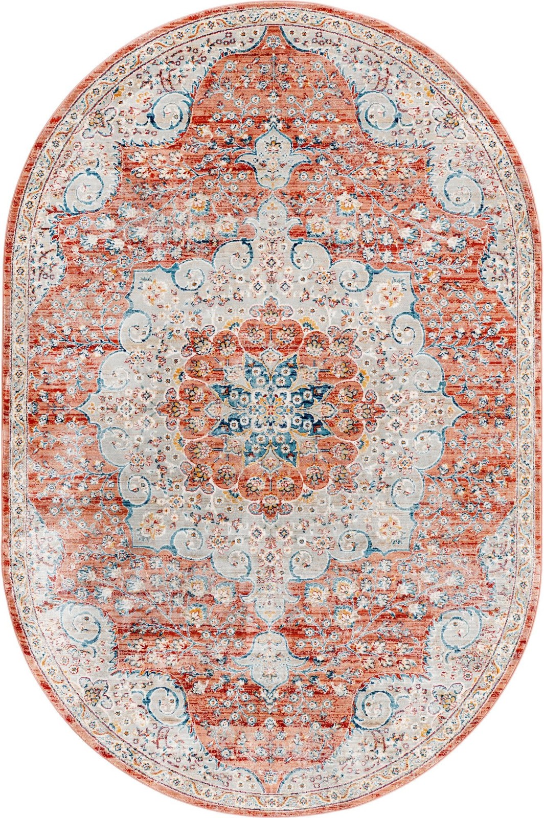 5' 3 x 8' Stanford · Border rug, red
