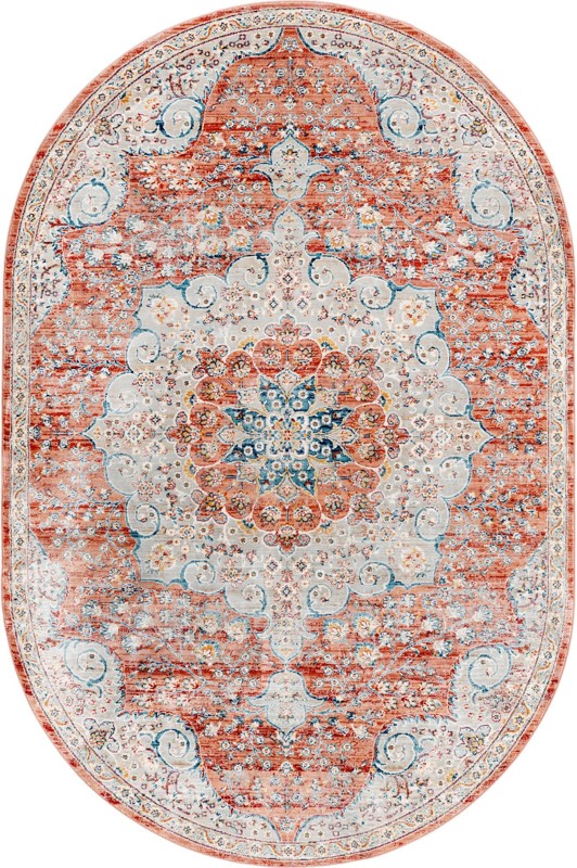 5' 3 x 8' Stanford · Border rug, red