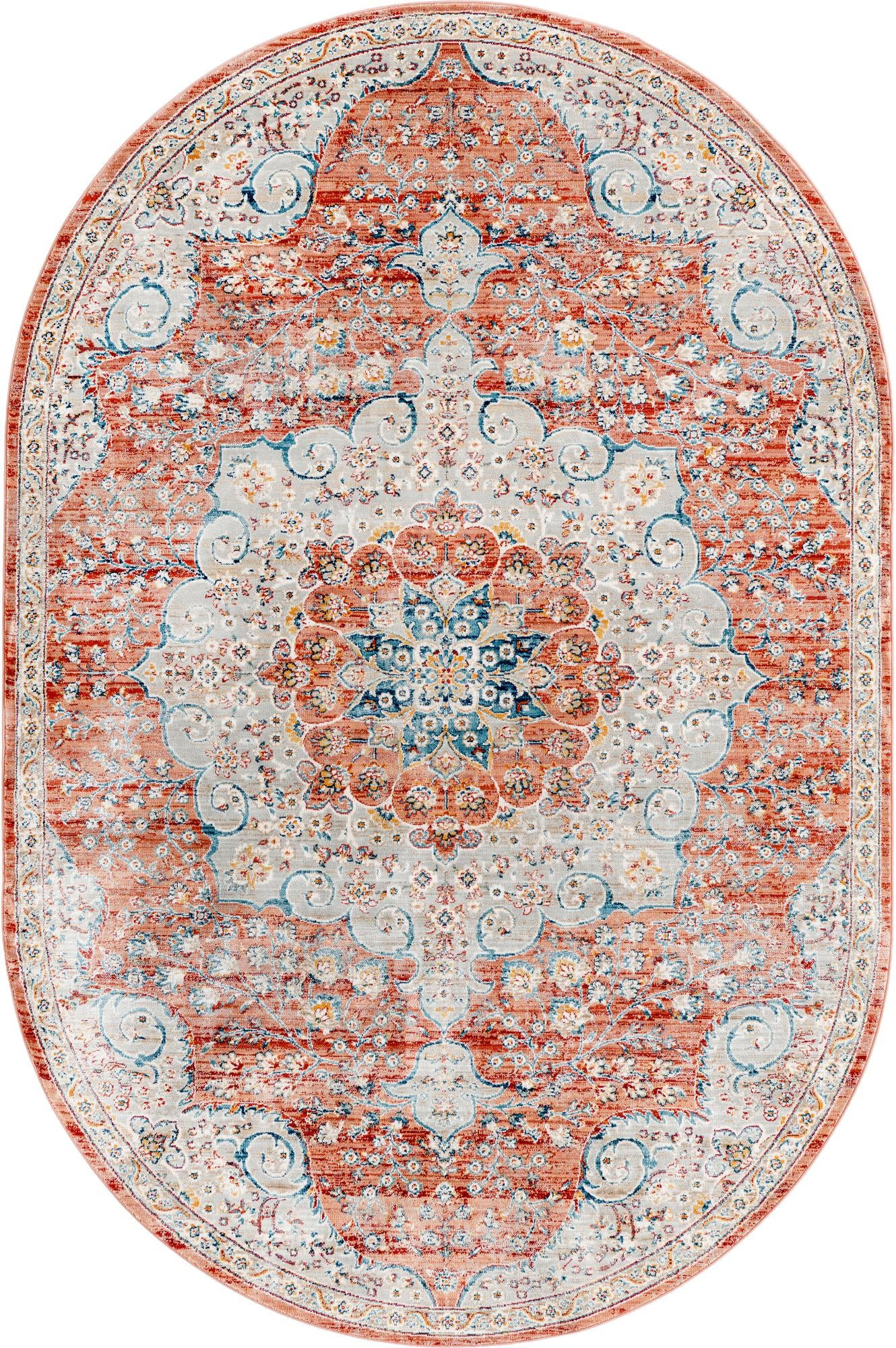 5' 3 x 8' Stanford · Border rug, red