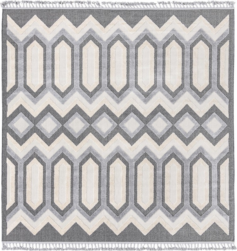 9' 10 x 9' 10 Roddy · Geometric rug, charcoal gray and beige