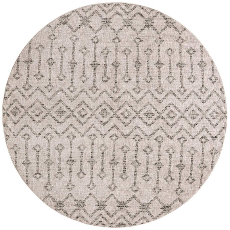 7' x 7' Harlan · Geometric tribal rug, ivory and gray
