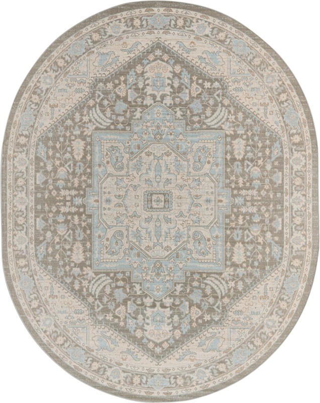 Jessup · Medallion rug, gray, ivory and blue