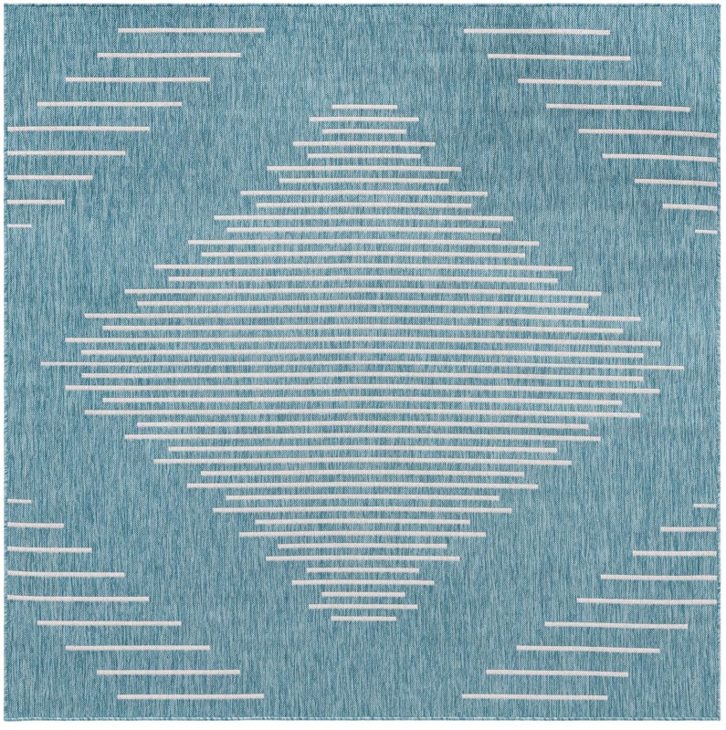 7' x 7' Harlow · Diamond Outdoor Rug, light aqua