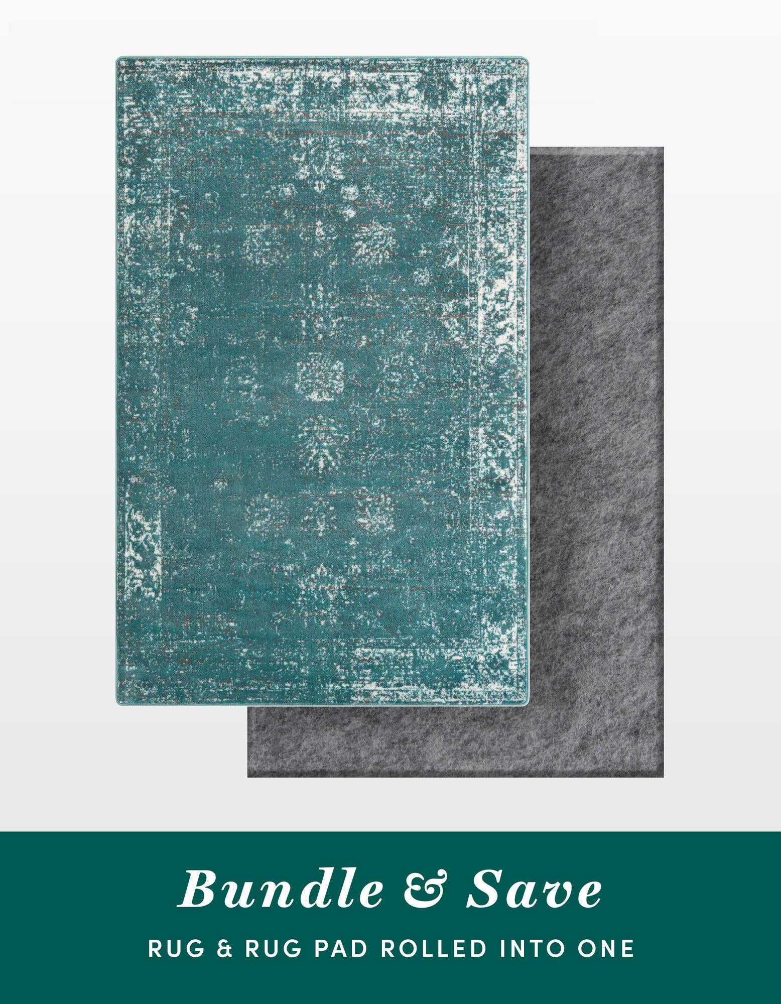 5' 3 x 8' Blakemore · Distressed medallion rug, turquoise and ivory