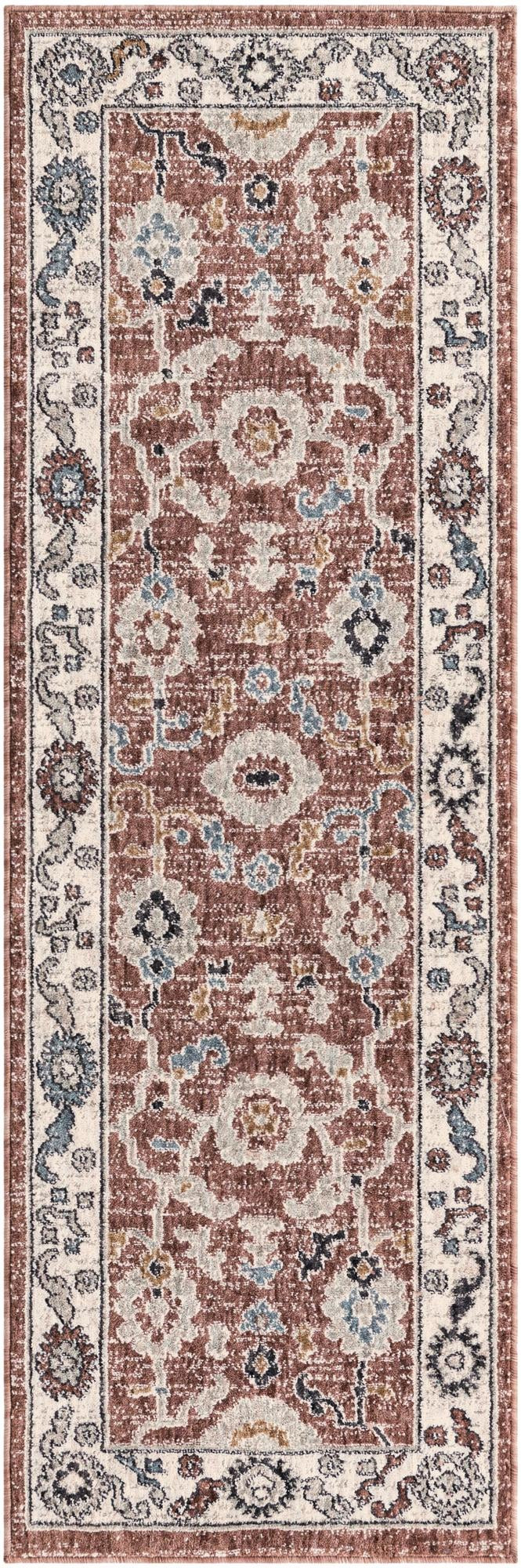 2' x 6' Lancey · Border rug, dusty rose