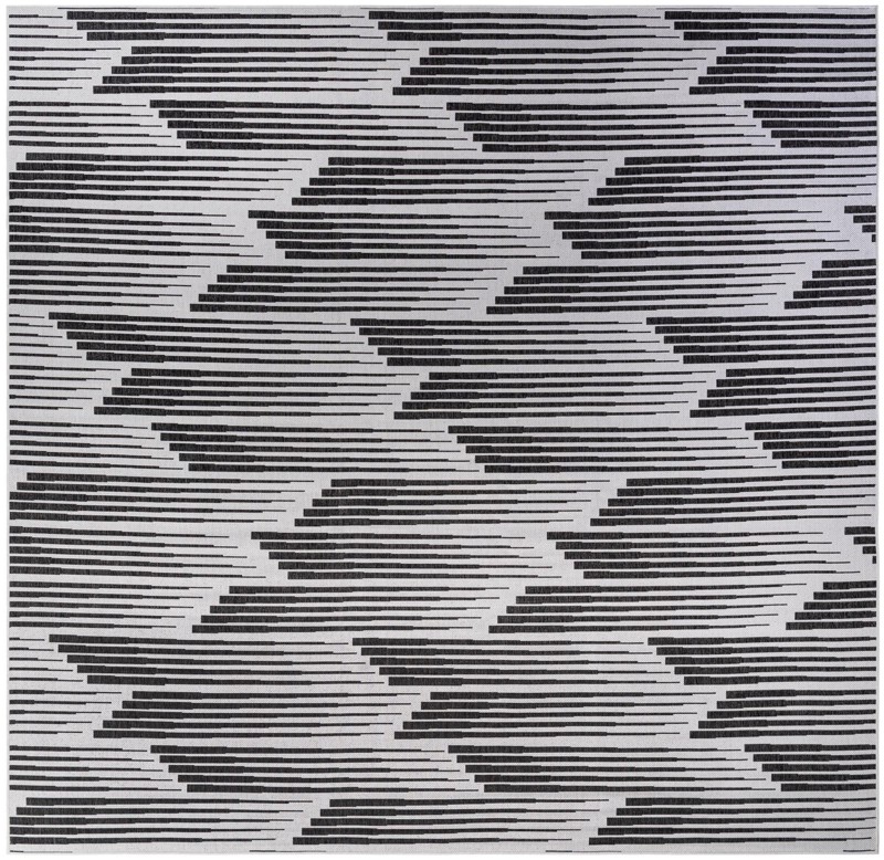 13' x 13' Flax · Abstract Outdoor Rug, black and white