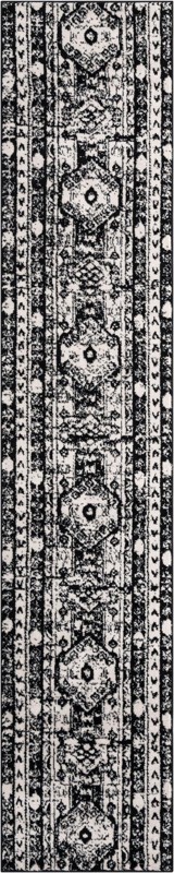 2' 2 x 12' Grouse · Tribal medallion rug, black and white