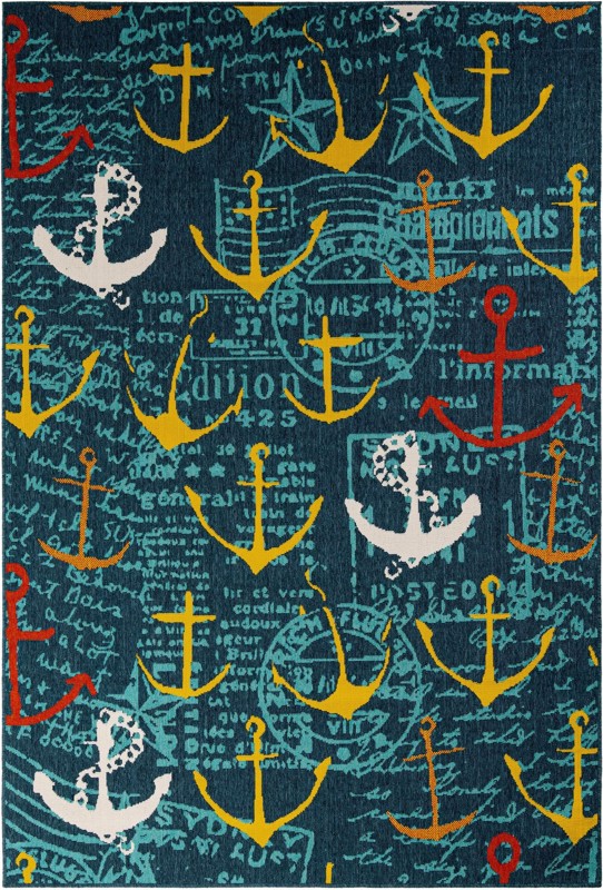 6' x 9' Lavery · Pictoral Outdoor Rug, navy blue