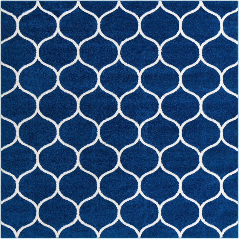 6' x 6' Ingram · Lattice rug, navy and ivory