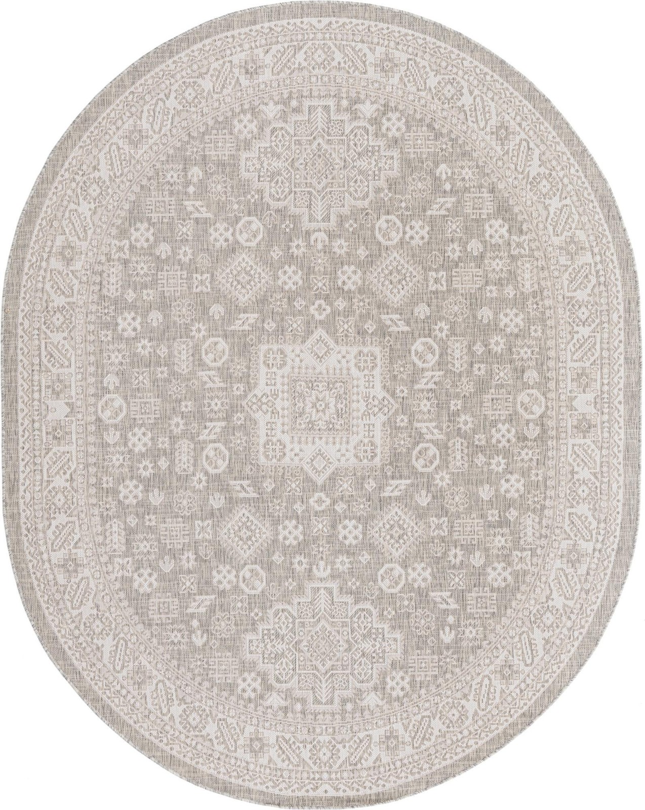 7' 10 x 10' Bellamy · Border Outdoor Rug, light gray