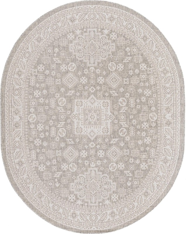 7' 10 x 10' Bellamy · Border Outdoor Rug, light gray