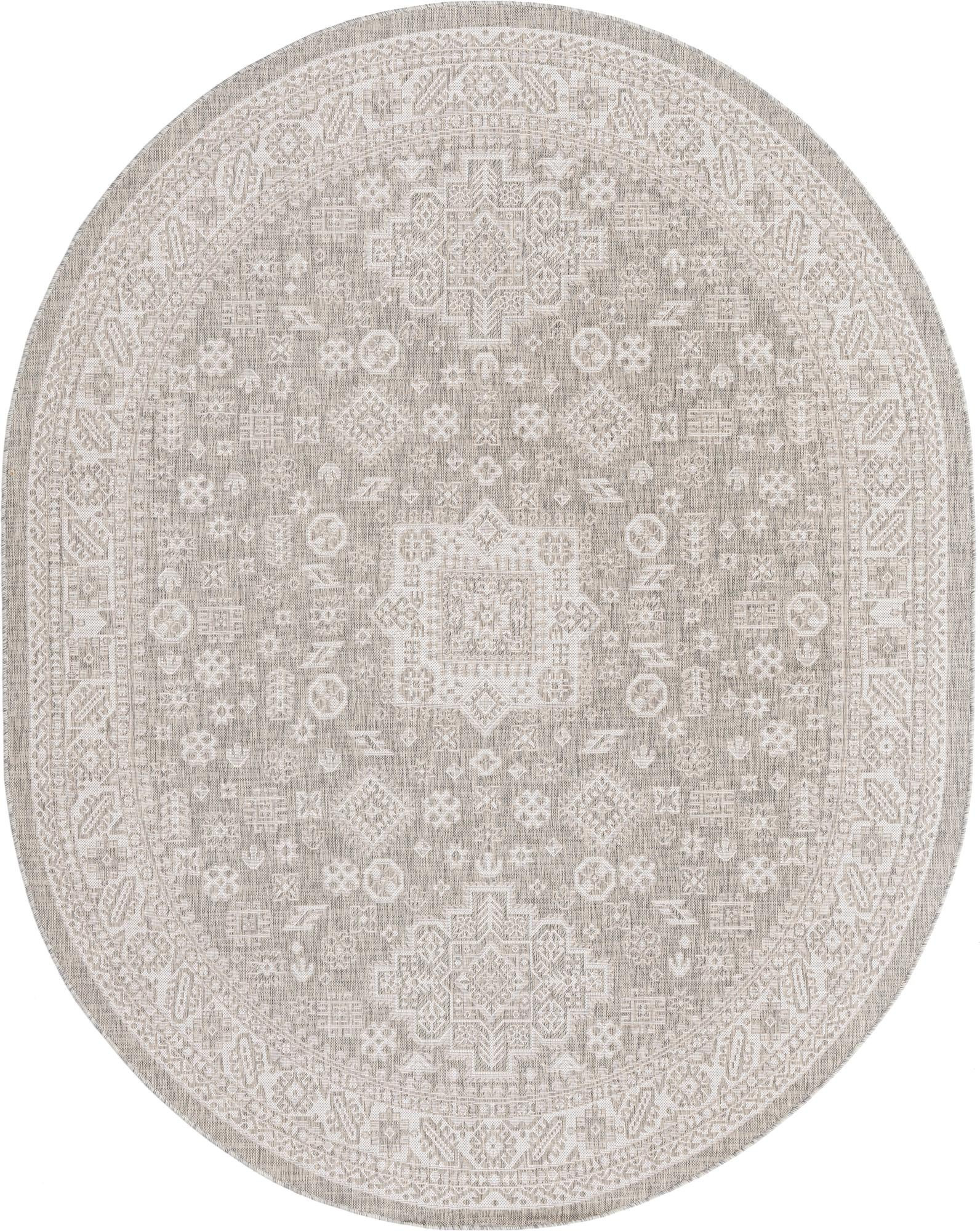 7' 10 x 10' Bellamy · Border Outdoor Rug, light gray