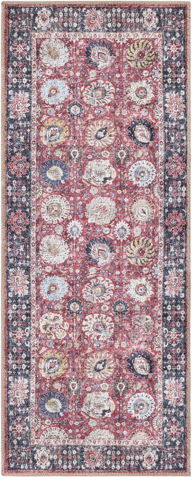 2' x 5' 1 Barlow · Border Washable Rug, vintage red