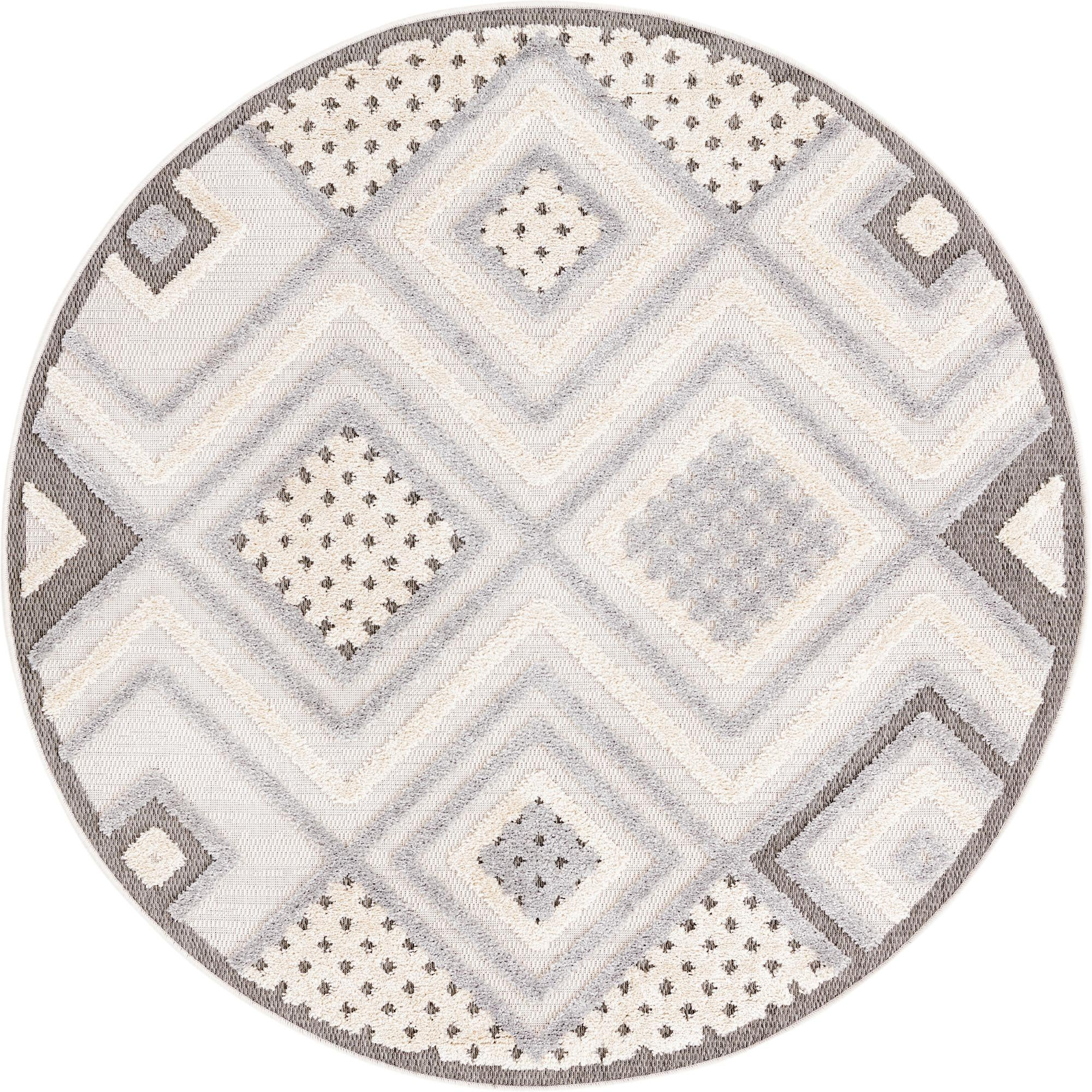 5' 3 x 5' 3 Crowley · Diamond geometric rug, beige and gray
