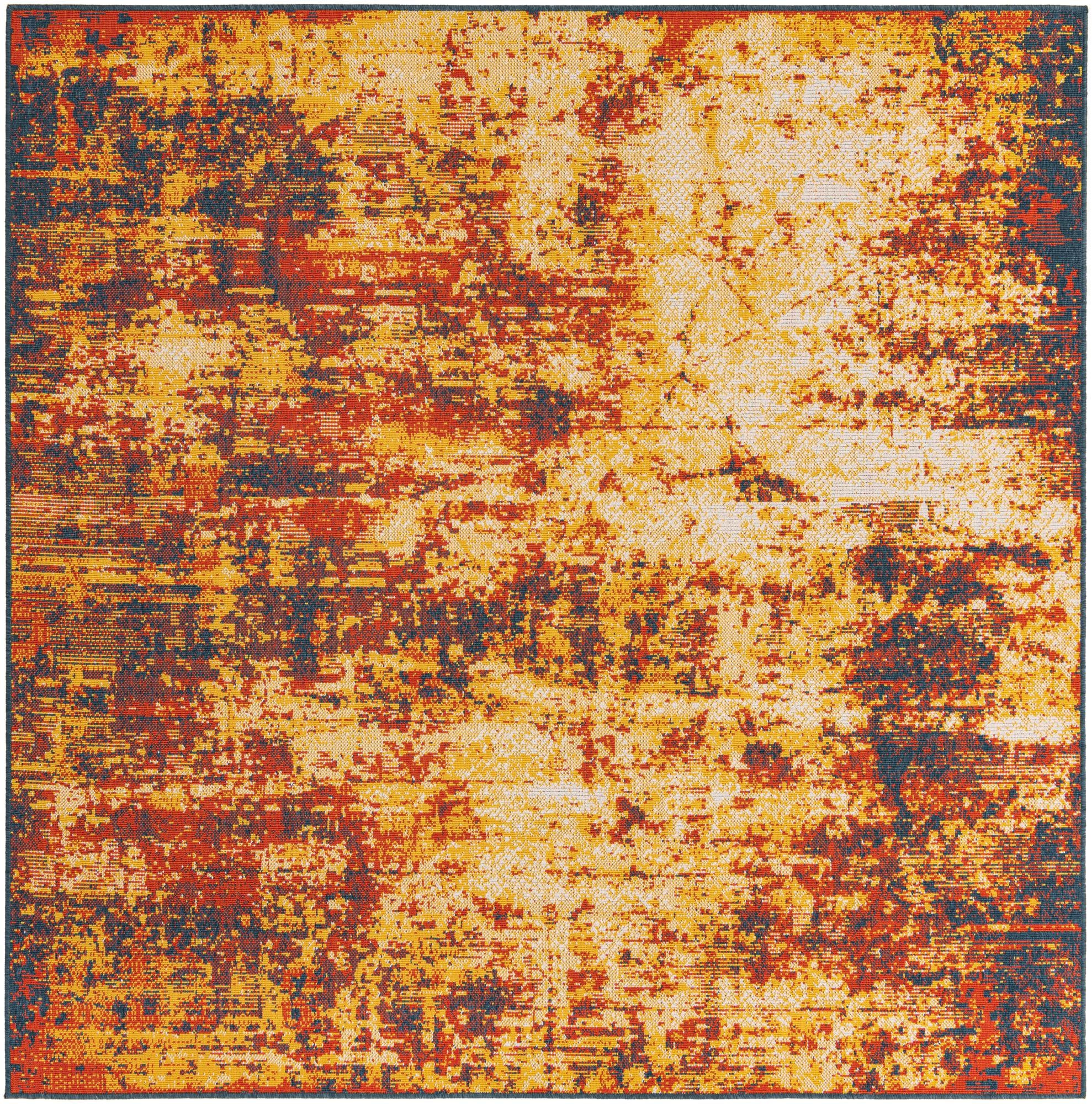 7' 10 x 7' 10 Ward · Abstract Outdoor Rug, terracotta and yellow