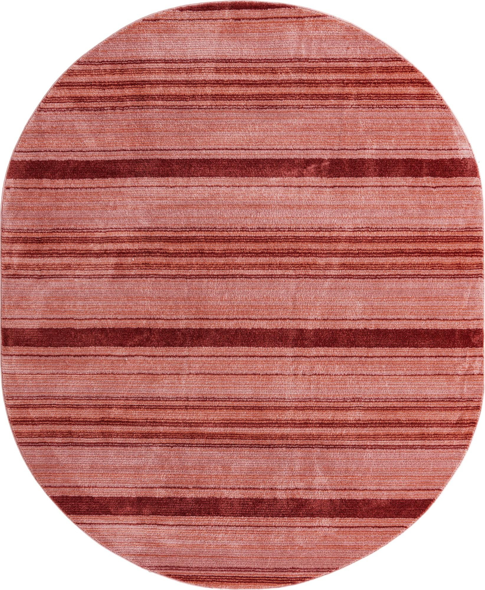 7' 10 x 10' 2 Jagger · Striped rug, rose and red
