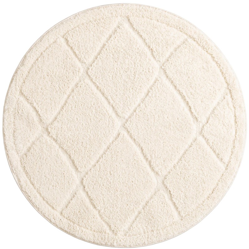 4' x 4' Ancrum · Diamond lattice Shag Rug, ivory