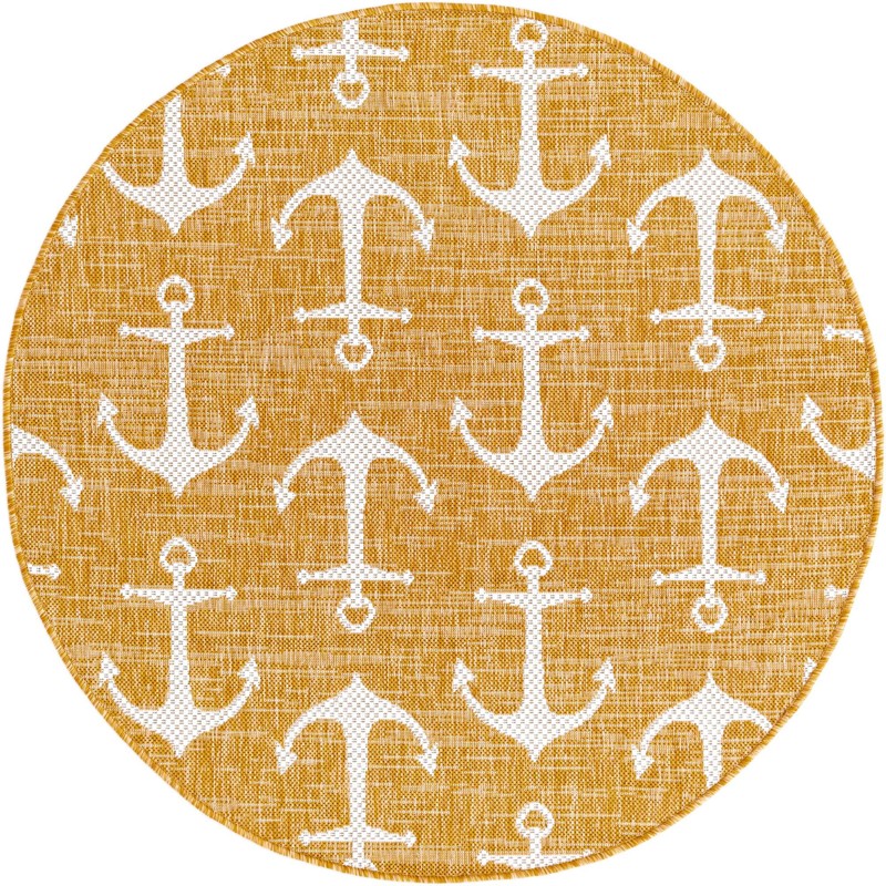 4' x 4' Millbrook · Pictoral Outdoor Rug, yellow