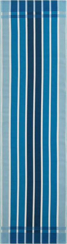 2' 7 x 10' Lomax · Striped Outdoor Rug, shades of blue