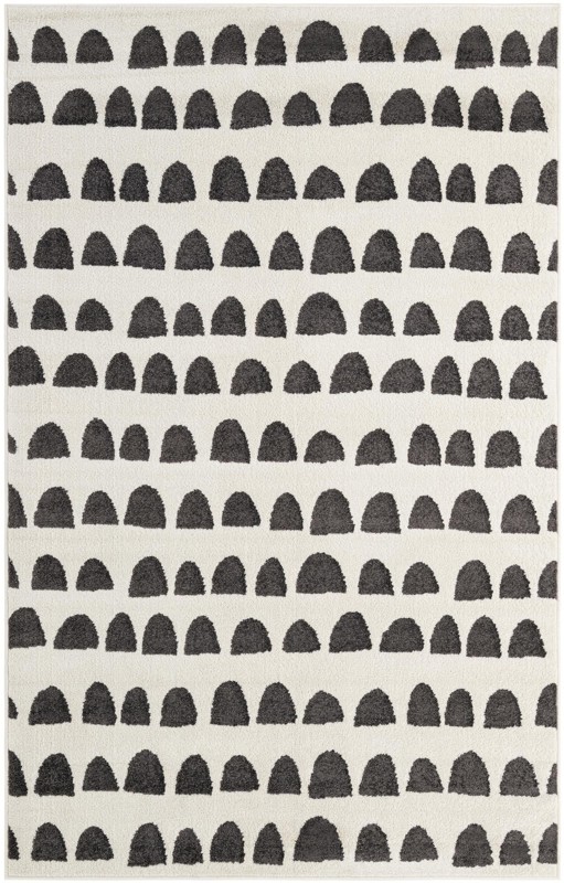 5' x 8' Halloran · Geometric rug, ivory and charcoal gray