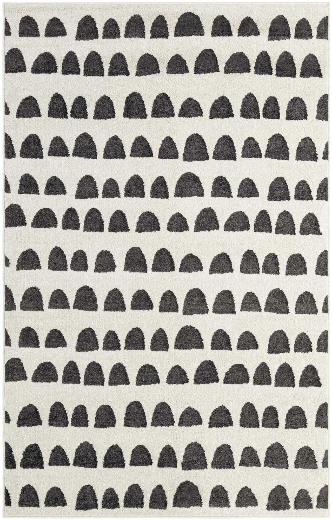 5' x 8' Halloran · Geometric rug, ivory and charcoal gray