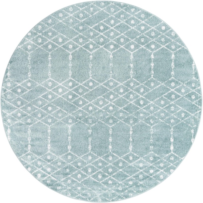 5' 3 x 5' 3 Newcomb · Diamond rug, aqua