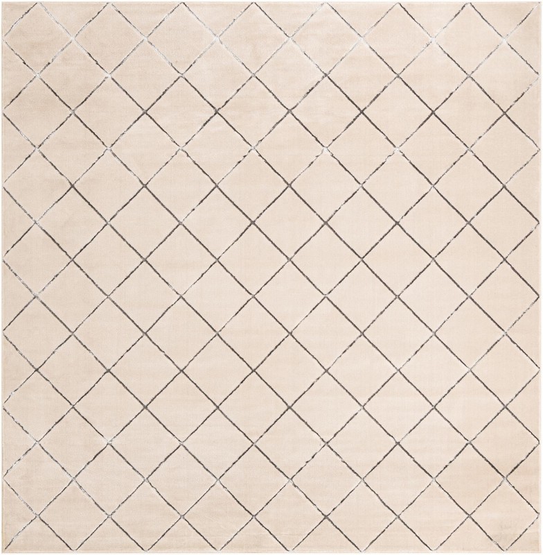 10' x 10' Gilchrist · Diamond lattice rug, ivory and grey