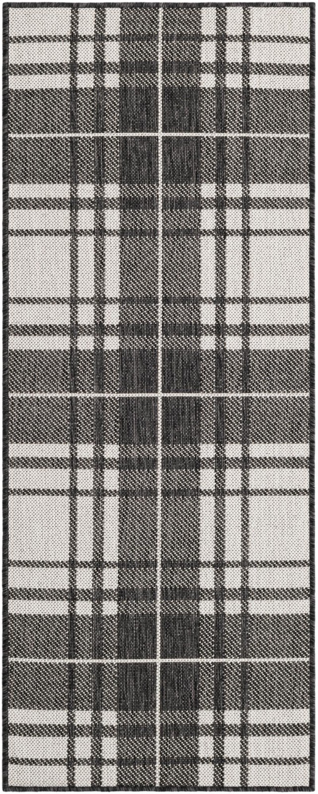 2' x 5' 3 Maguire · Plaid Outdoor Rug, black and white