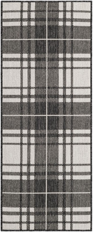 2' x 5' 3 Maguire · Plaid Outdoor Rug, black and white