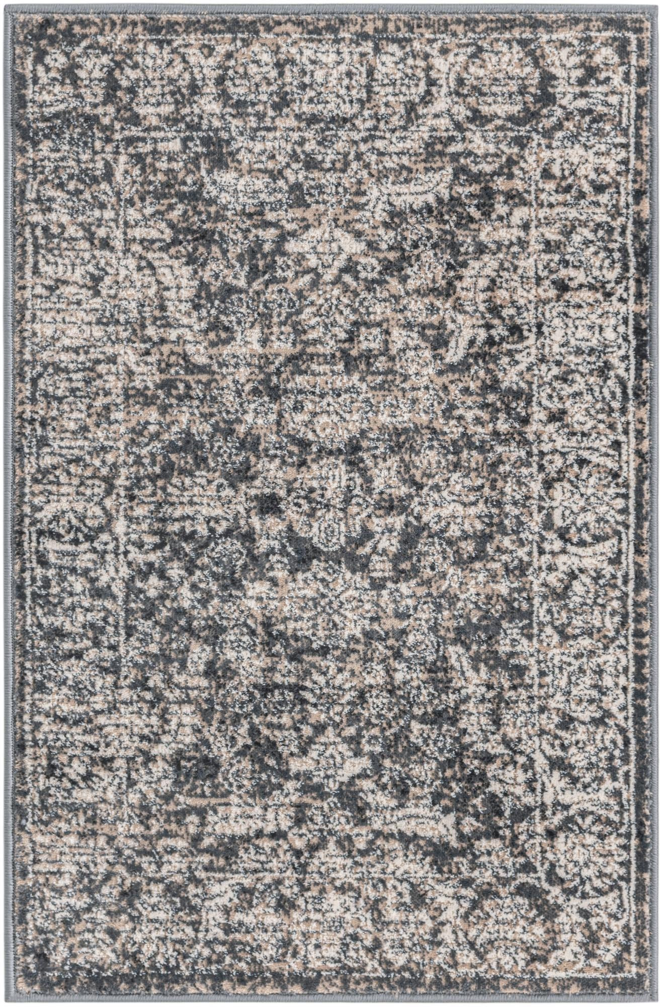 2' x 3' Marigold · Medallion rug, navy, beige and ivory