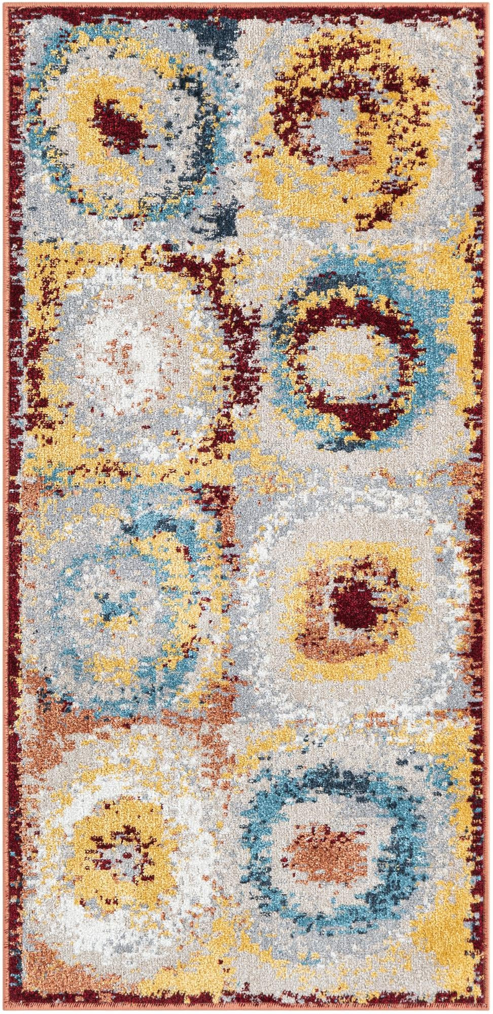 2' x 4' 1 Havelock · Abstract circles Washable Rug, multicolor