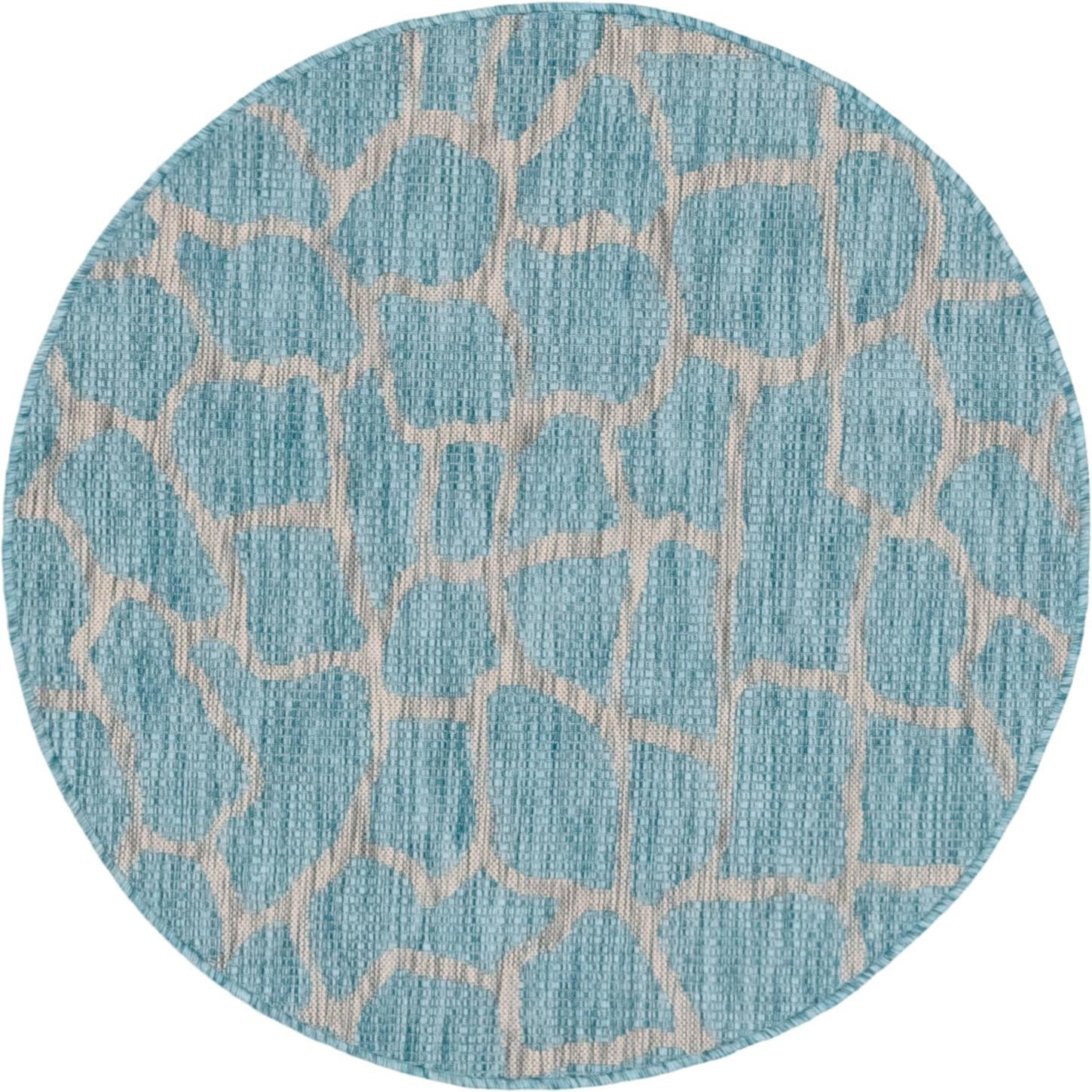 4' x 4' Stillwater · Animal print Outdoor Rug, aqua