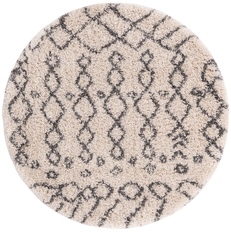 4' x 4' Jameson · Geometric shag rug, ivory and gray