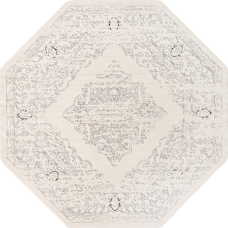 7' 10 x 7' 10 Elsa · Medallion rug, white