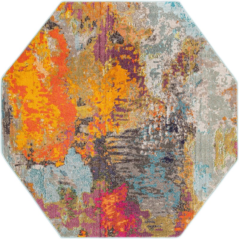 Alton · Abstract Washable Rug, multicolor and gray