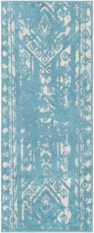 2' x 5' 3 Underhill · Border rug, light blue