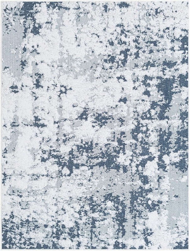 4' 5 x 6' Coxwell · Abstract rug, navy and white
