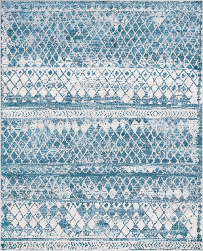 8' x 10' Collier · Border rug, blue