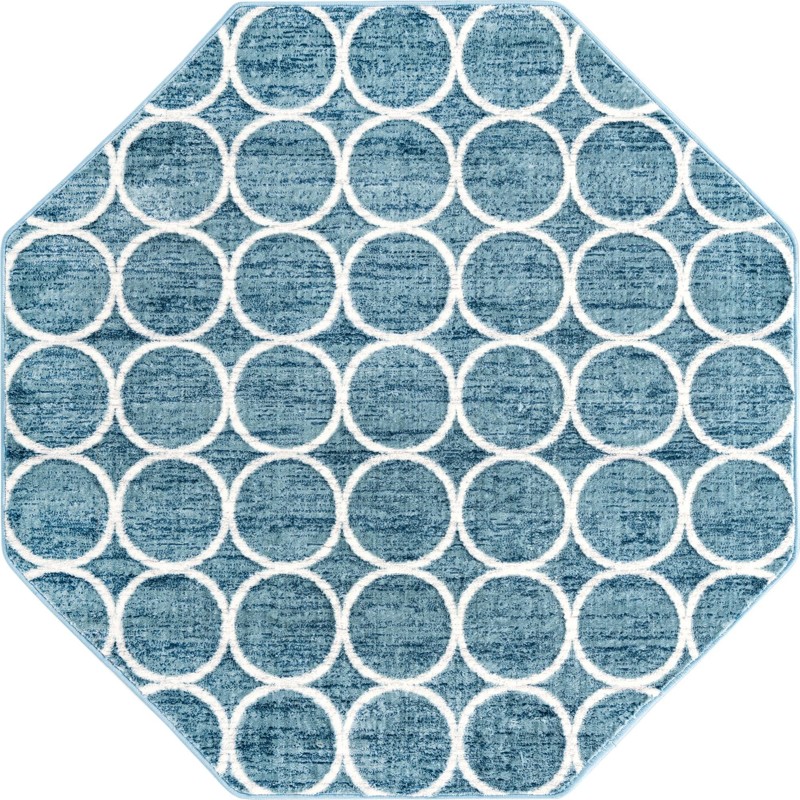 Corvallis · Geometric lattice rug, blue and ivory