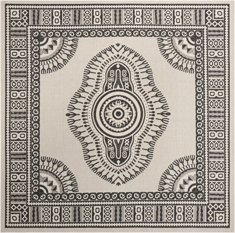 Bainbridge · Border Outdoor Rug, white and black