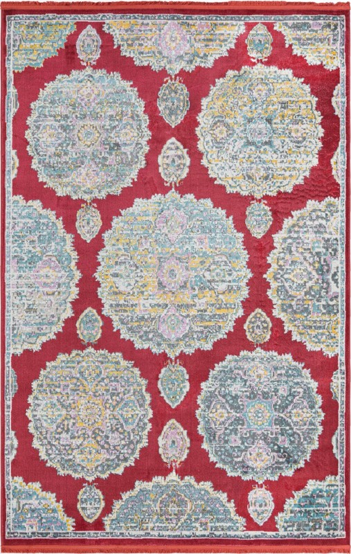 6' x 9' Mather · Border rug, red