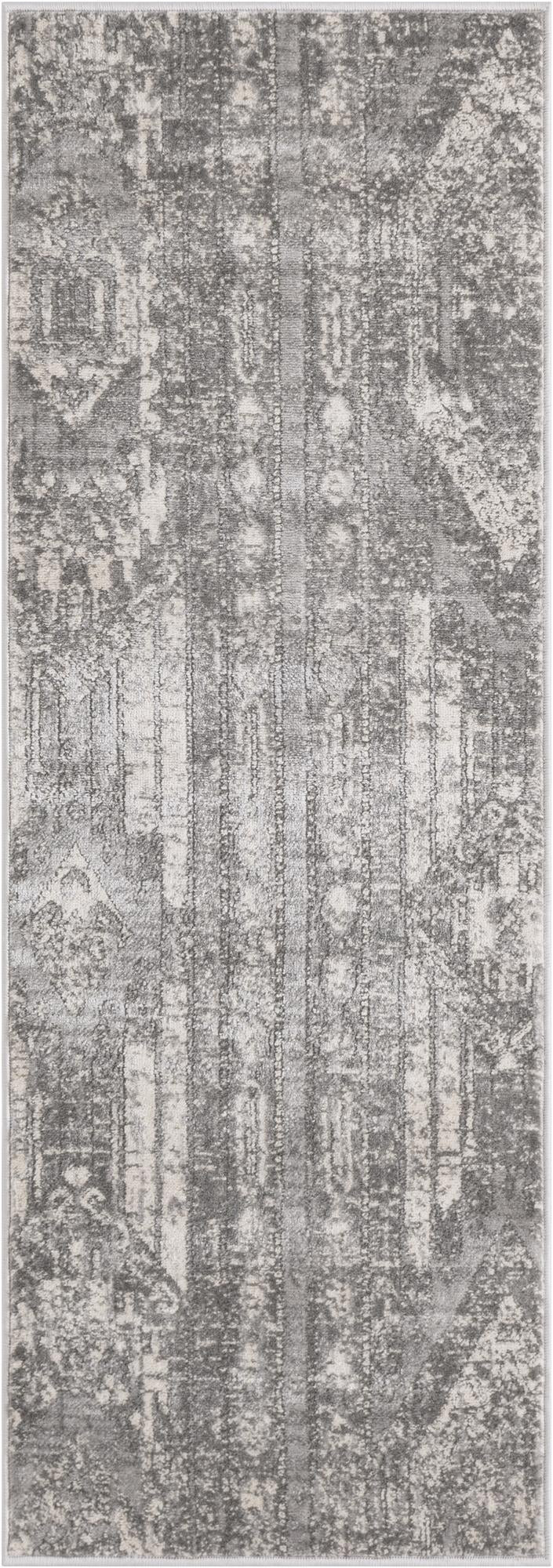 2' x 6' Cardinal · Tribal striped rug, gray and cream