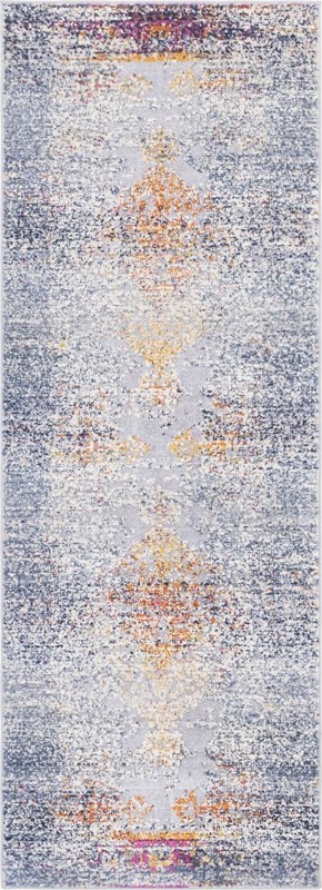 2' x 5' 9 Egret · Medallion rug, grey