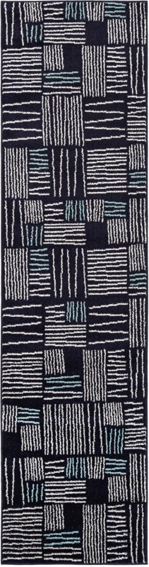 2' 7 x 10' Snowberry · Abstract rug, navy blue